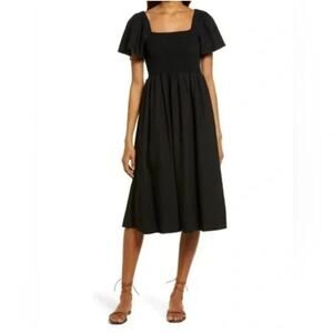 Madewell Lucie Linen Blend Smock Midi Dress Size SP